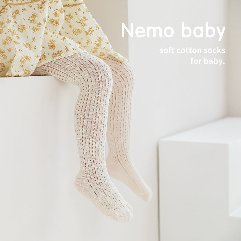 Spring And Summer Baby Girl Leggings Combed Cotton Boneless One-Piece Socks Mesh Outer Wear Cute Thin Children's Pantyhose