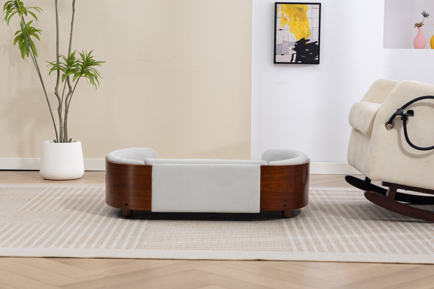 Scandinavian Style Elevated Dog Bed Pet Sofa with Solid Wood Legs and