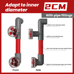 2 water - outlet fans + 1 set of accessories Suitable for an inner diameter of 20MM