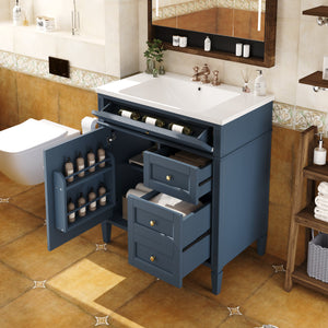 Blue + Solid Wood+MDF+Resin + Modern