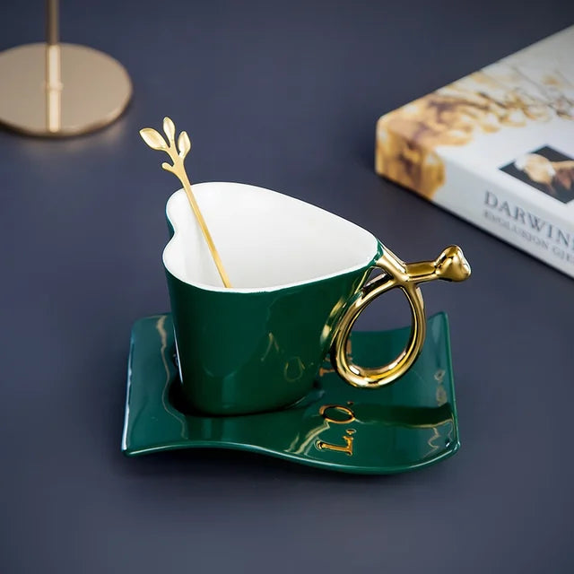 Nordic Coffee Mug Home Light Luxury Hanging Ears Love Ceramic Original Breakfast Cup Set High-value Tumbler Tea Cups Tableware