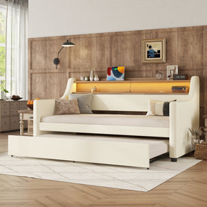 White + PU Leather ＋Twin