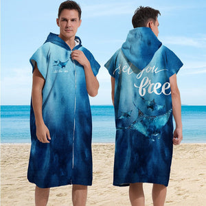 Adult Zipper Style - Terry Cloth Manta Ray