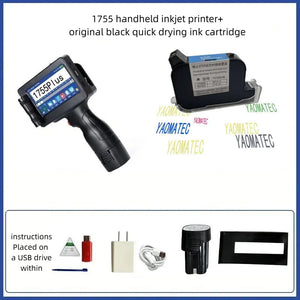 Handheld inkjet printer+black quick drying ink cartridge