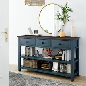 Navy+Solid Wood