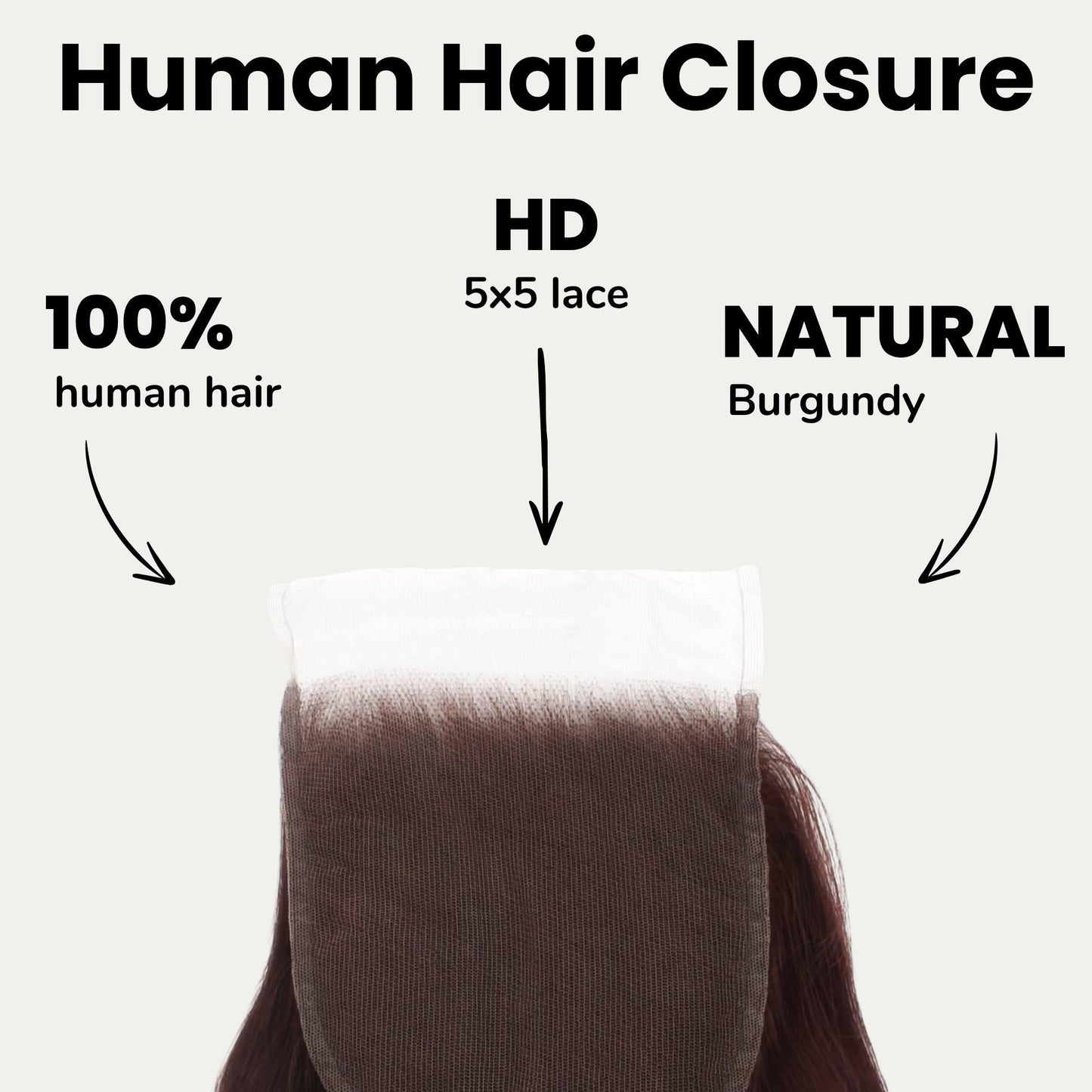 Burgundy Body Wave 5x5 HD Lace Human Hair Closure