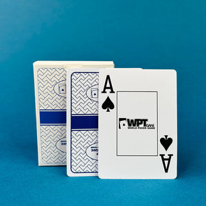 One set of WPT blue - colored poker cards