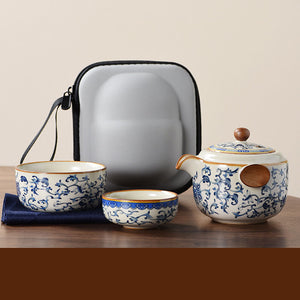 Blue white yellow and round travel set