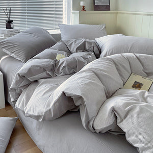 100% Pure Cotton Fabric [Fine Gray Stripes]