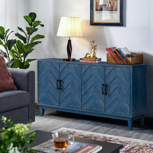 Antique Navy Blue + Solid Wood+MDF + MDF