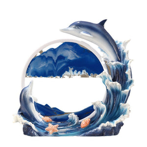 Dolphin+white framed blue sand
