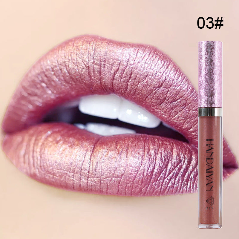 handaiyan Diamond Pearl Lip Gloss Non-Stick Cup Mermaid Lip Gloss Lipstick