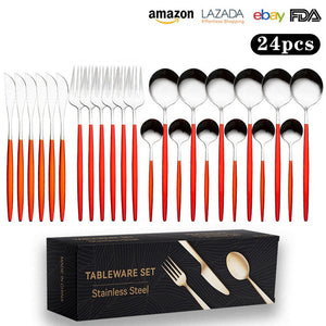 Red  Silver 24-Piece Set