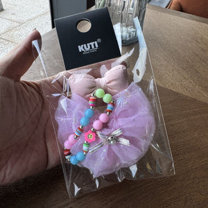 Purple Gauze Dress + Pink Bow + Sales [Three-Piece Set]