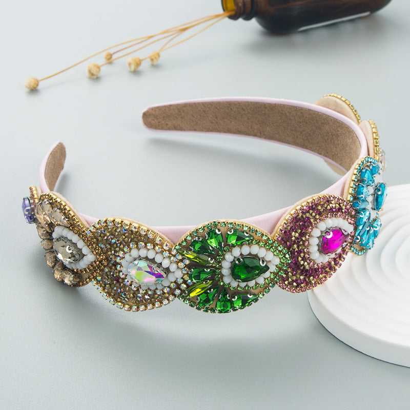 Hair Hoop Fashion Retro Baroque Crystal Head Hoop Korean High-End Hair Accessories Korean Version Of The Hair Cave