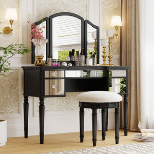Black＋Solid Wood+MDF