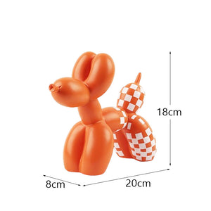 Plaid Balloon Dog - Orange and White Plaid
