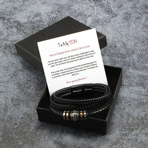 Stainless steel magnetic buckle+To My son card+box