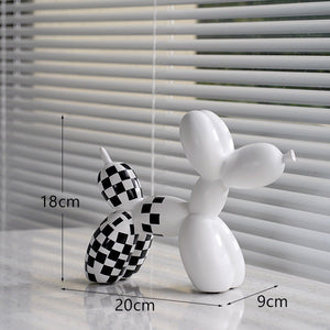 Plaid Balloon Dog-White