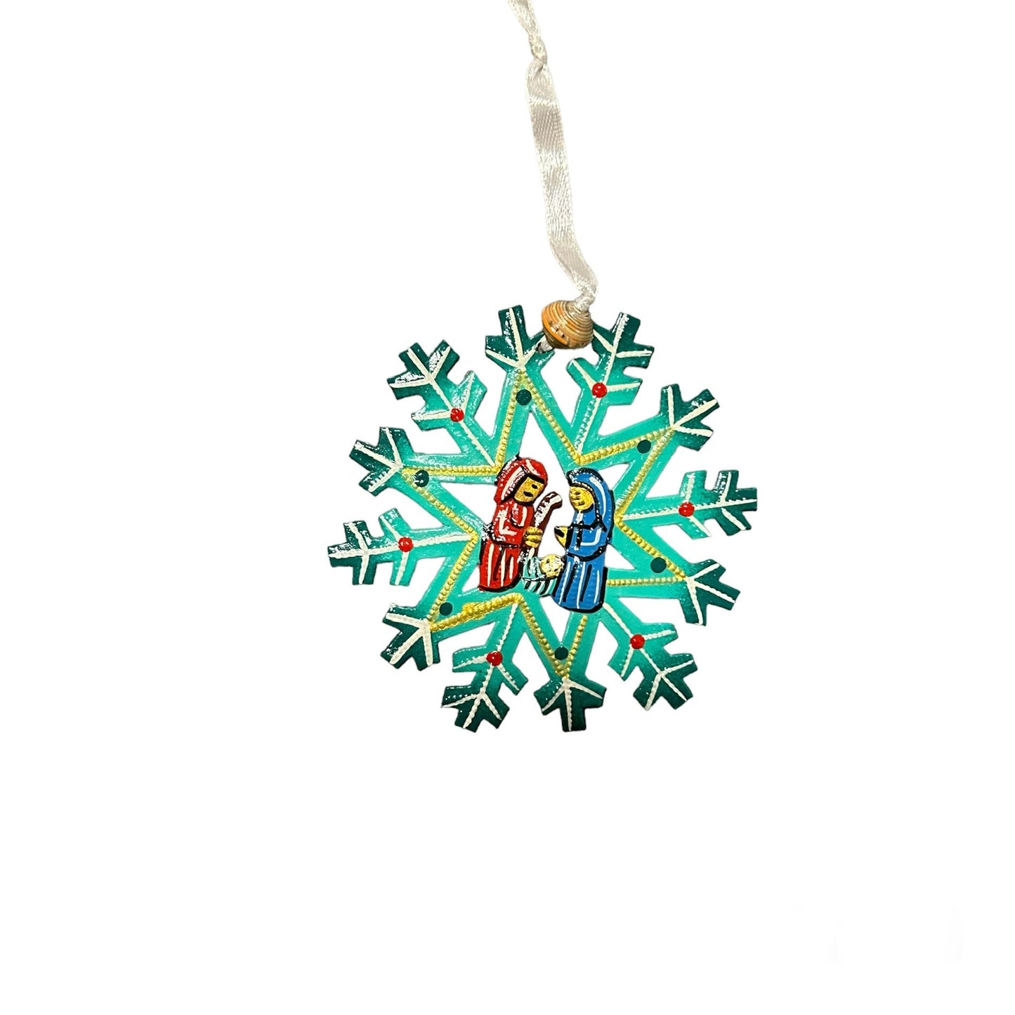Snowflake Nativity Ornament- Turquoise