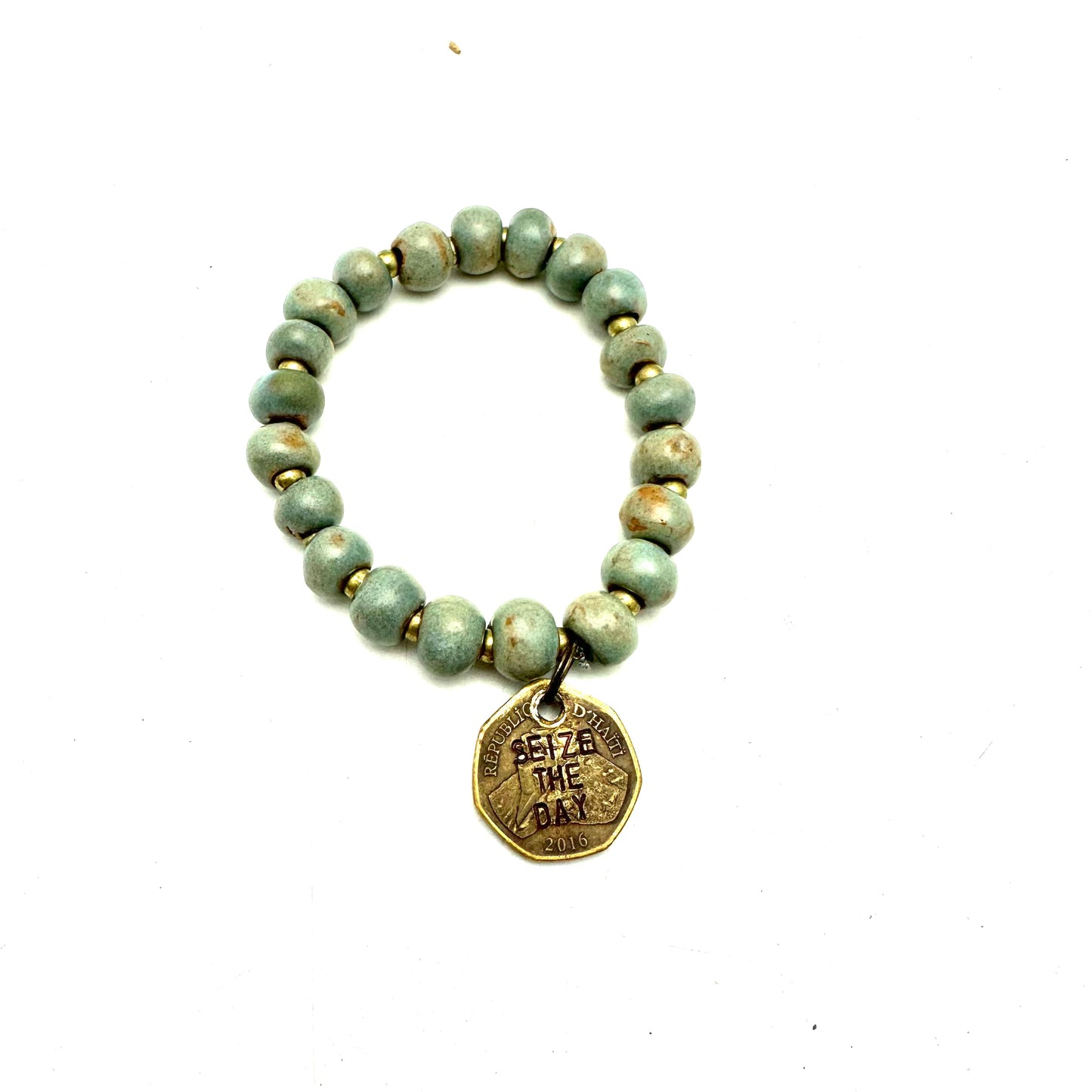 Ceramic Coin Bracelet - Seize the Day