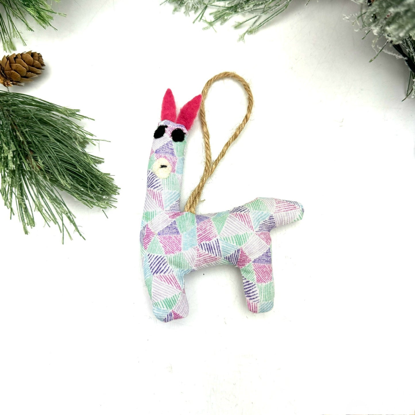 Llama Ornament- Geo Pastel