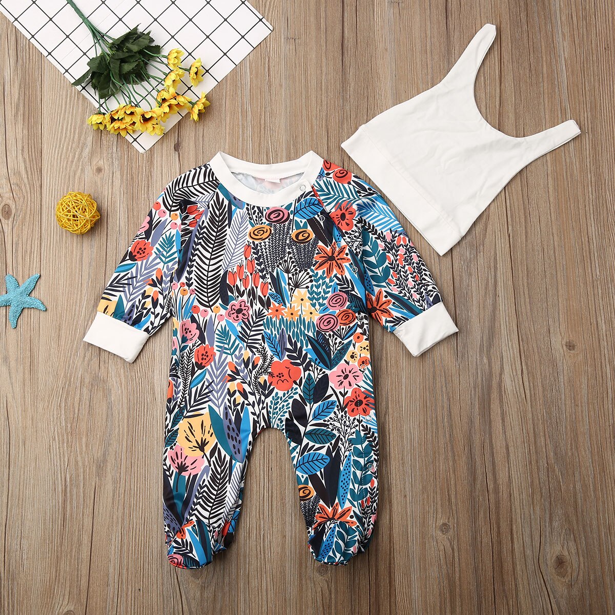 Infant Baby Girl Boys Foot Cover Romper Hat 2pcs