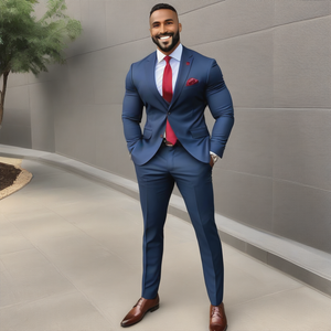 Navy blue 1button free tie