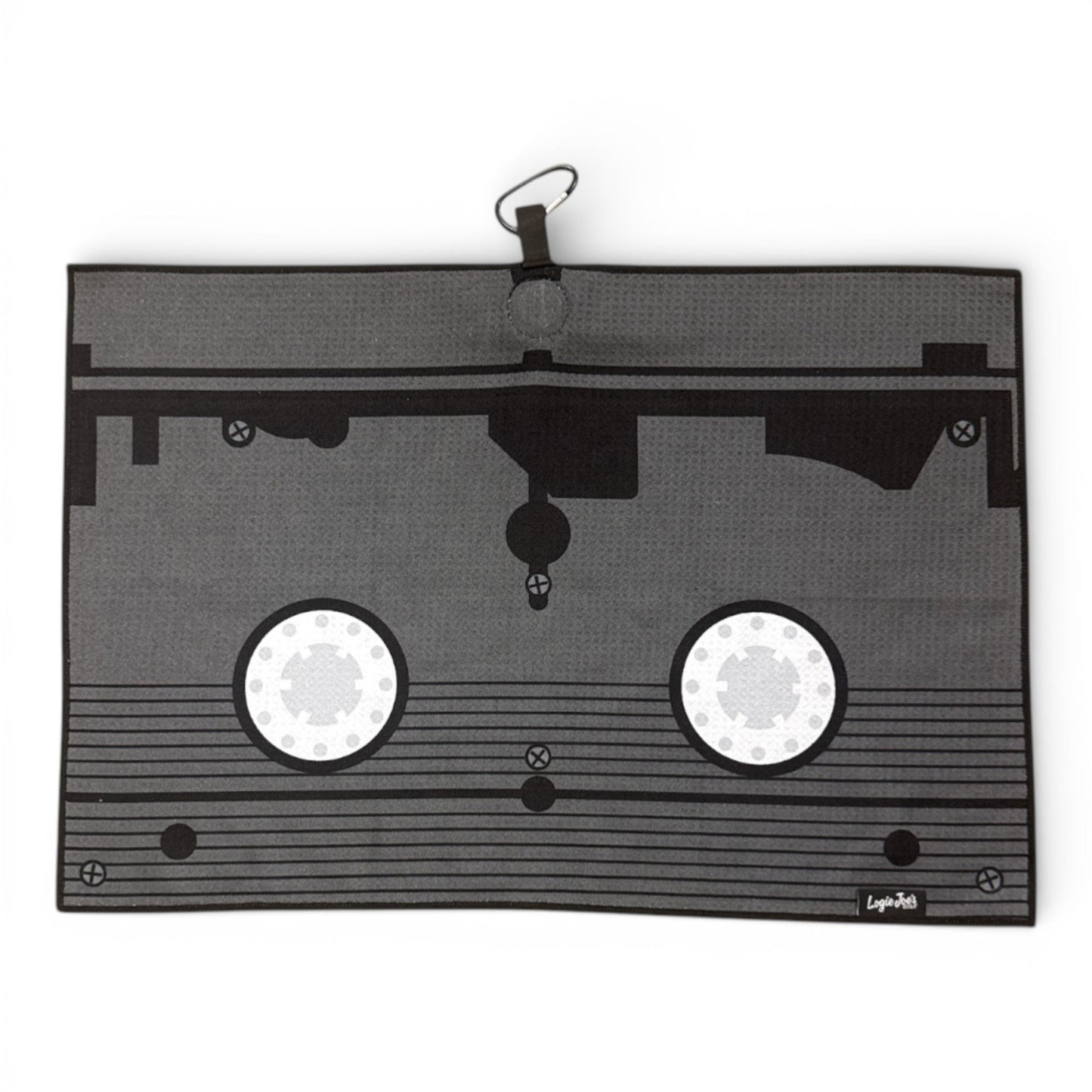 VHS Tape Golf Towel | Premium Double-Sided Microfiber | Heavy-Duty Magnetic Towel with Carabiner Clip | 24 x 16 in