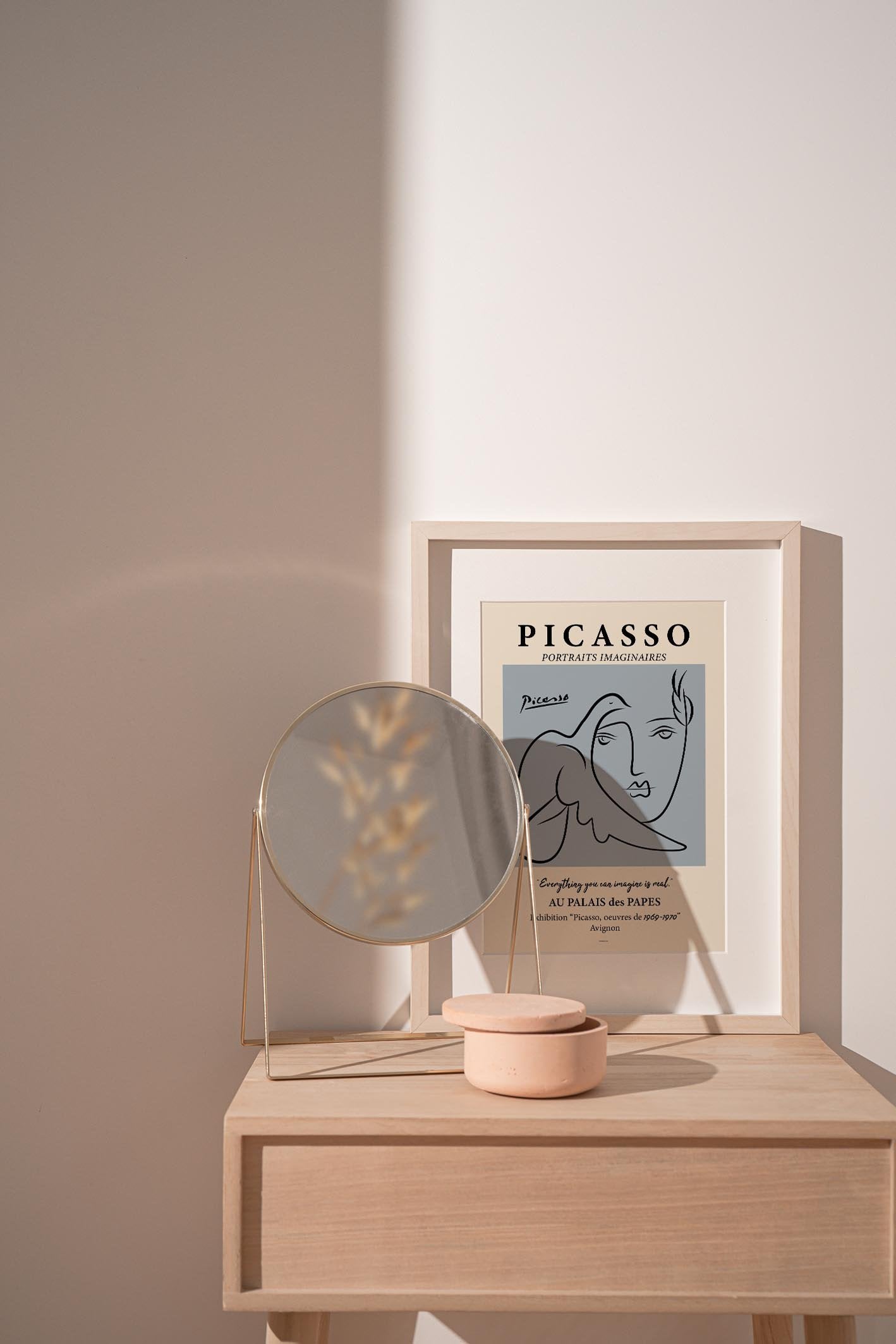 Picasso Man and Dove Poster Blue