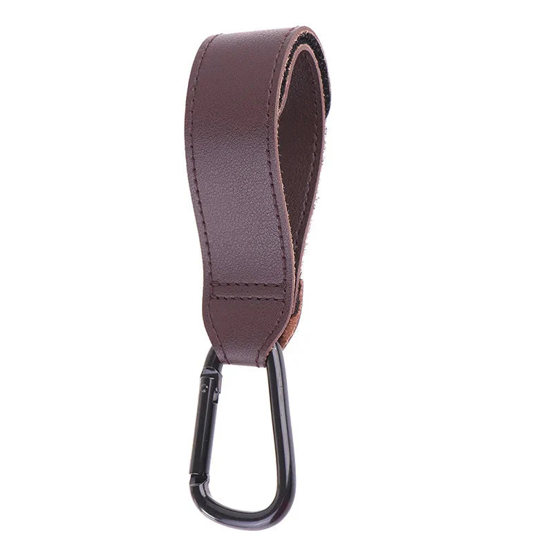 Baby Stroller Hook PU Leather Adjustable Pram Bag Hanger Travel Accessory