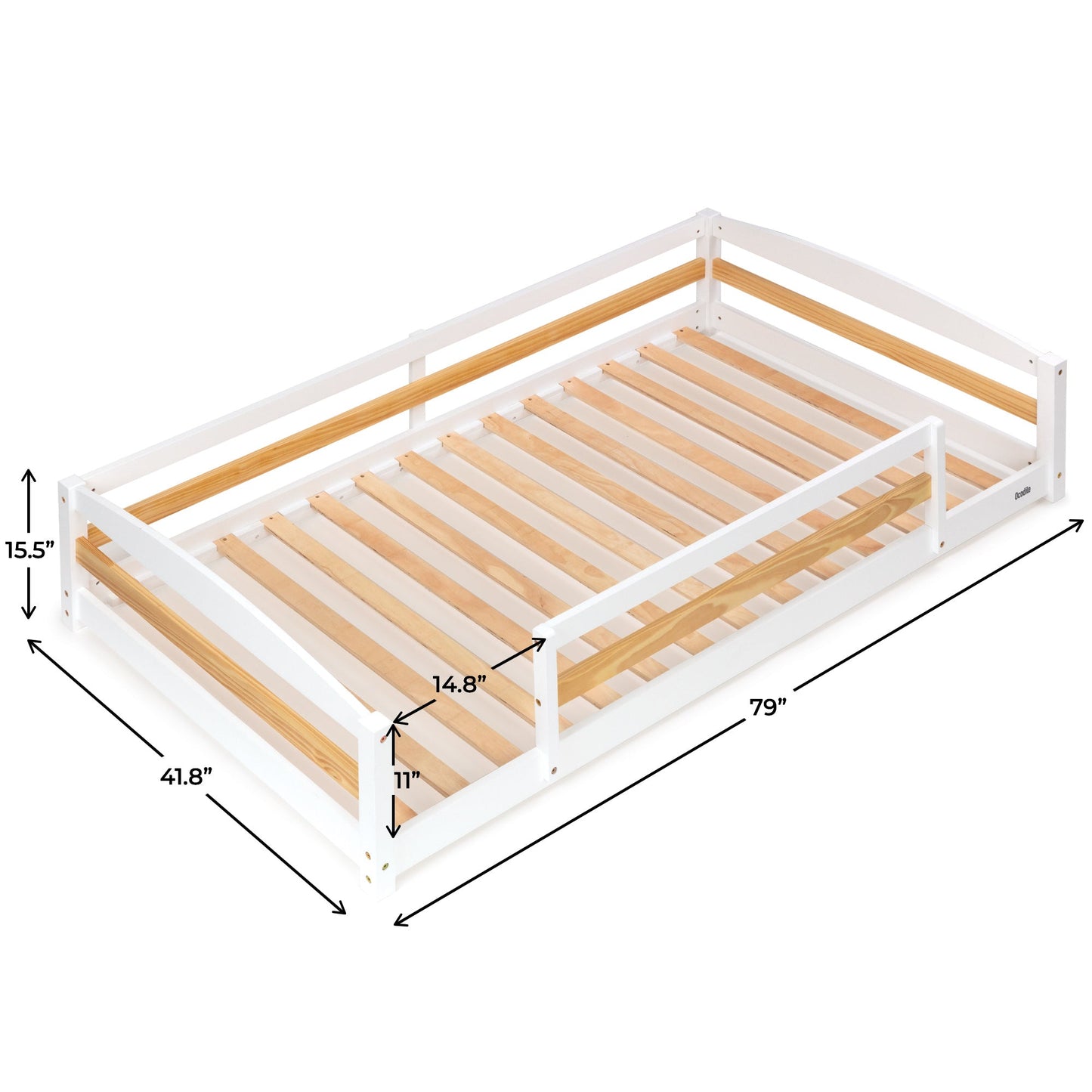 Twin Floor Bed with Safety Guardrails for Kids - Montessori Inspired