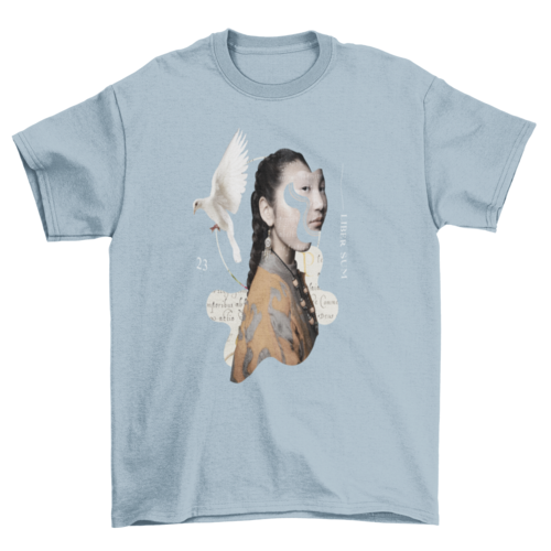 Freedom woman dove collage t-shirt