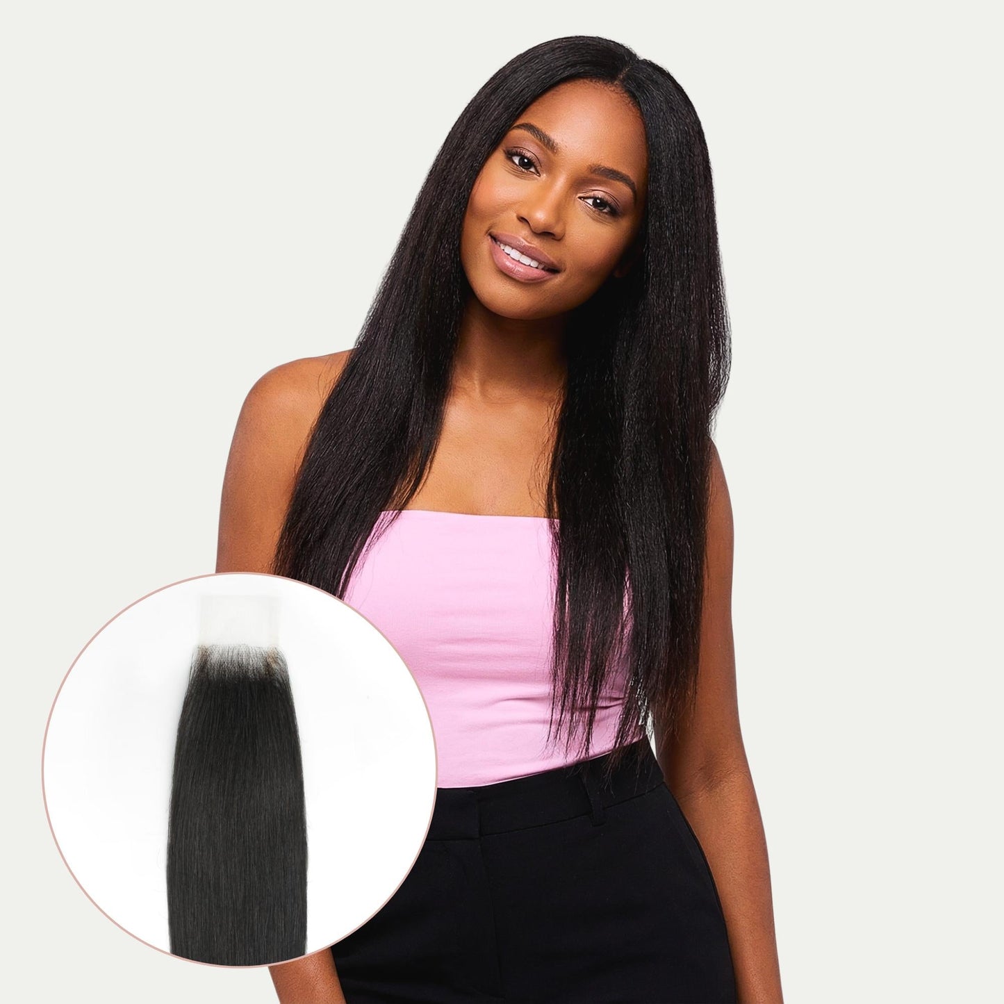 Yaki Straight 2x6 Transparent Lace Human Hair Closure