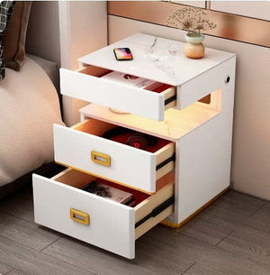 White bedside table