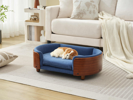 Scandinavian Style Elevated Dog Bed Pet Sofa with Solid Wood Legs and