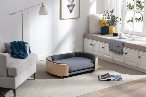 Scandinavian Style Elevated Dog Bed Pet Sofa with Solid Wood Legs and