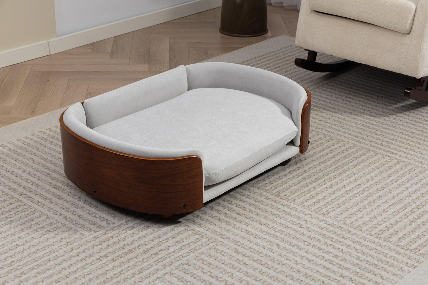 Scandinavian Style Elevated Dog Bed Pet Sofa with Solid Wood Legs and