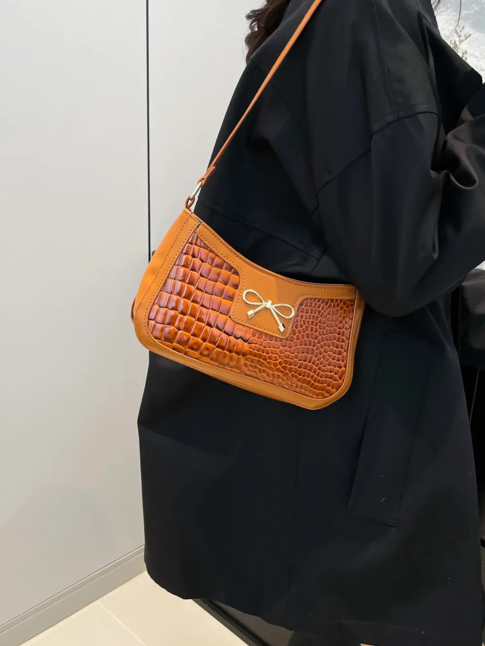 Bow PU Leather Shoulder Bag