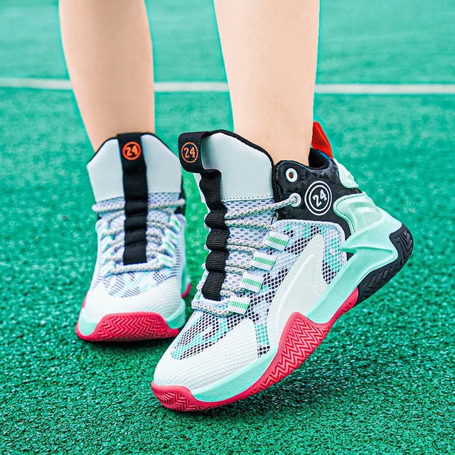 Boys' basketball shoes teenagers' mesh breathable sports shoes