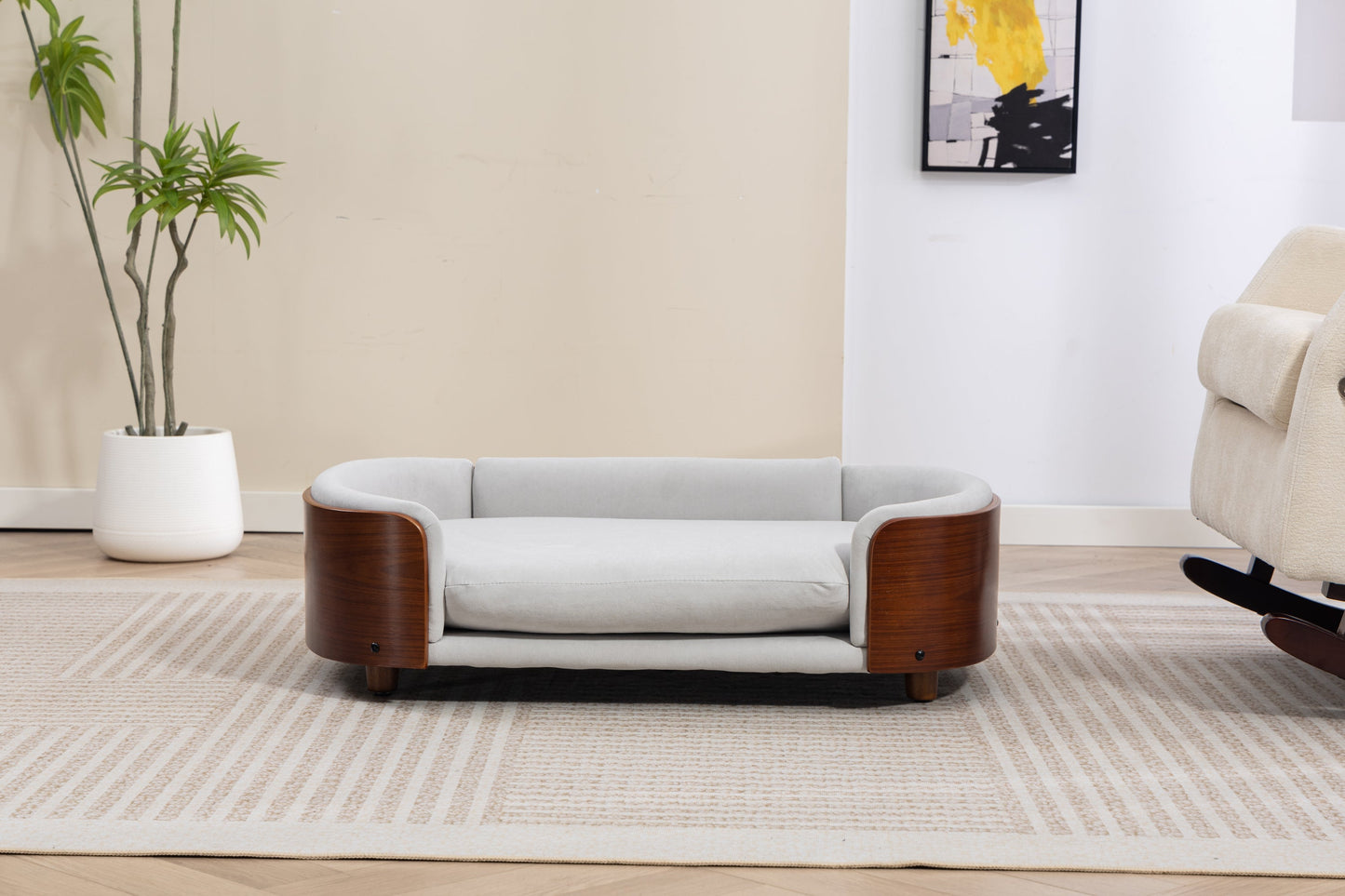 Scandinavian Style Elevated Dog Bed Pet Sofa with Solid Wood Legs and