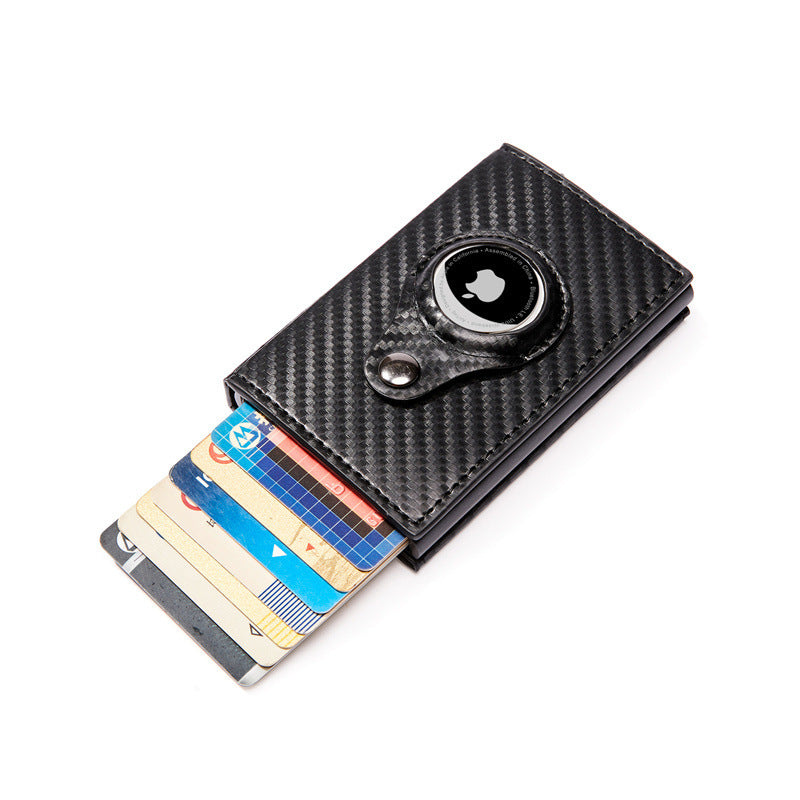Carbon Fiber Pattern Magnetic Buckle Card Bag Airtag Tracker Multi-Function Card Bag Men's Wallet Short Hand Held