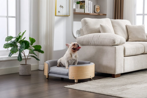 Scandinavian Style Elevated Dog Bed Pet Sofa with Solid Wood Legs and