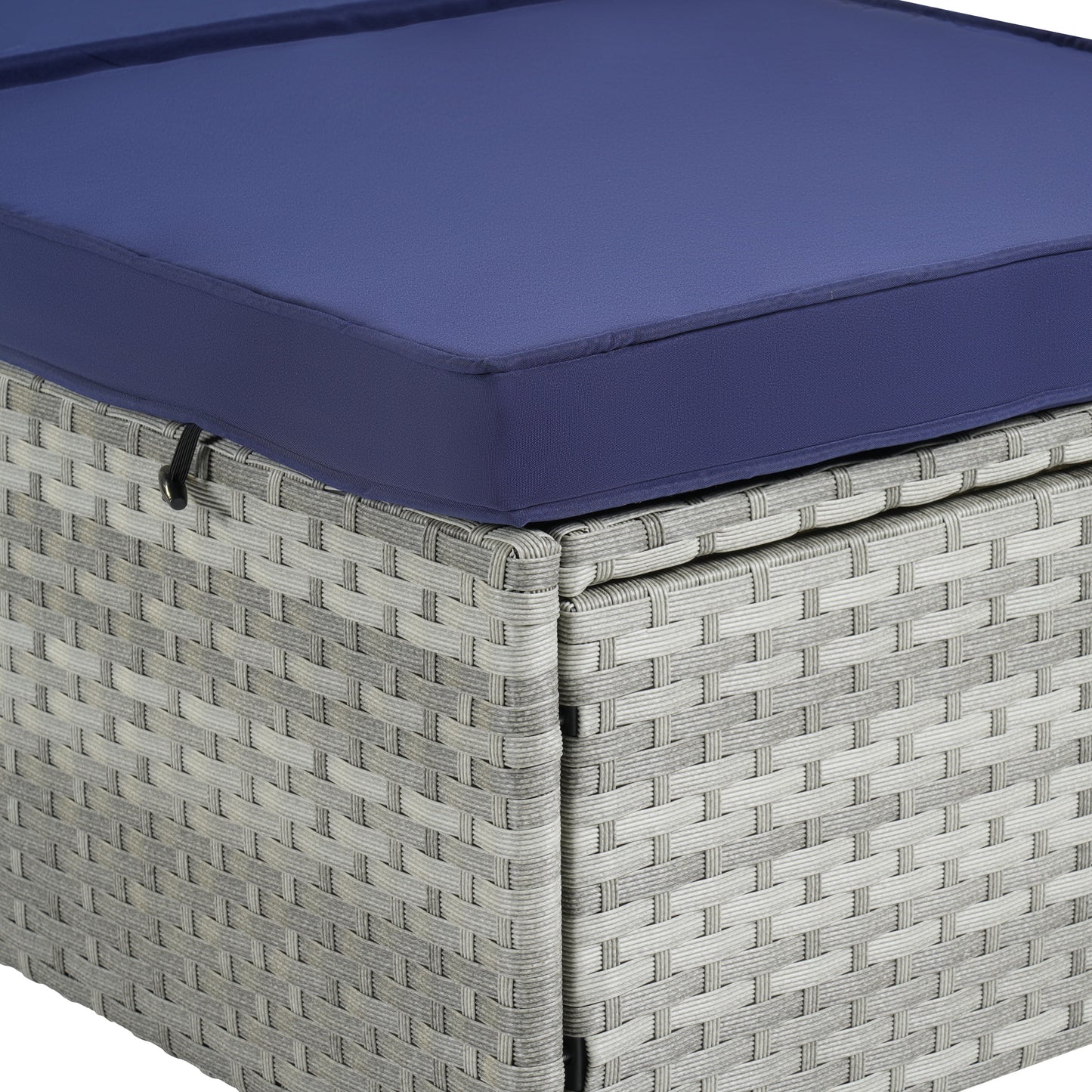 Outdoor PE Rattan Chaise Lounge Set of 2 with Table – Adjustable Patio