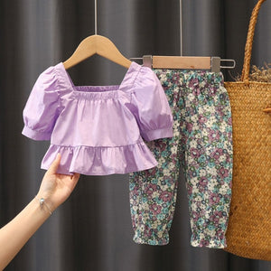 Purple top and purple and whit