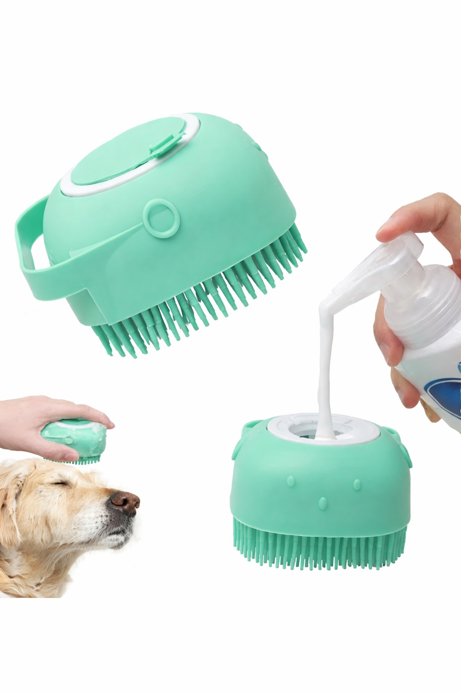 Silicone Pet Bath Massage Brush with Dispenser