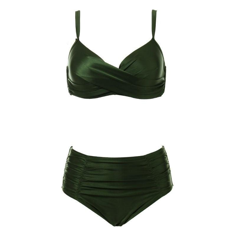 High Waist Bikinis Women Swimwear Summer Solid Color High-Grade Fabric Bikini Set Women's High Waist Swimsuit 2 Piece Bathing Suits Bikini Plus Size Swimwear Bathing Suit