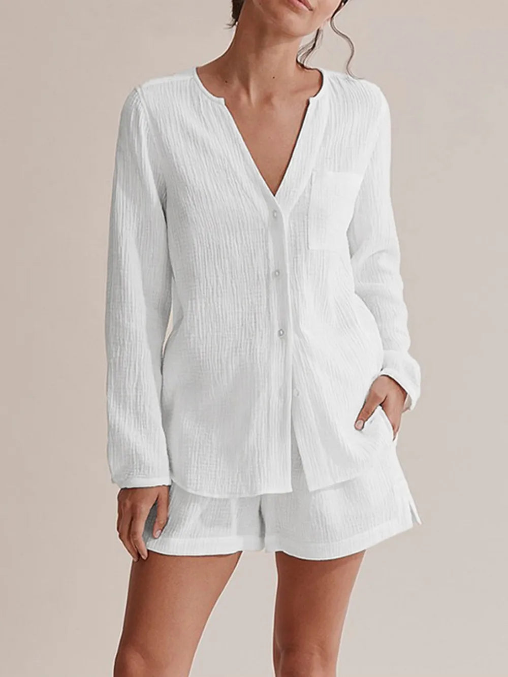 Ladies' summer pajamas made of pure cotton gauze