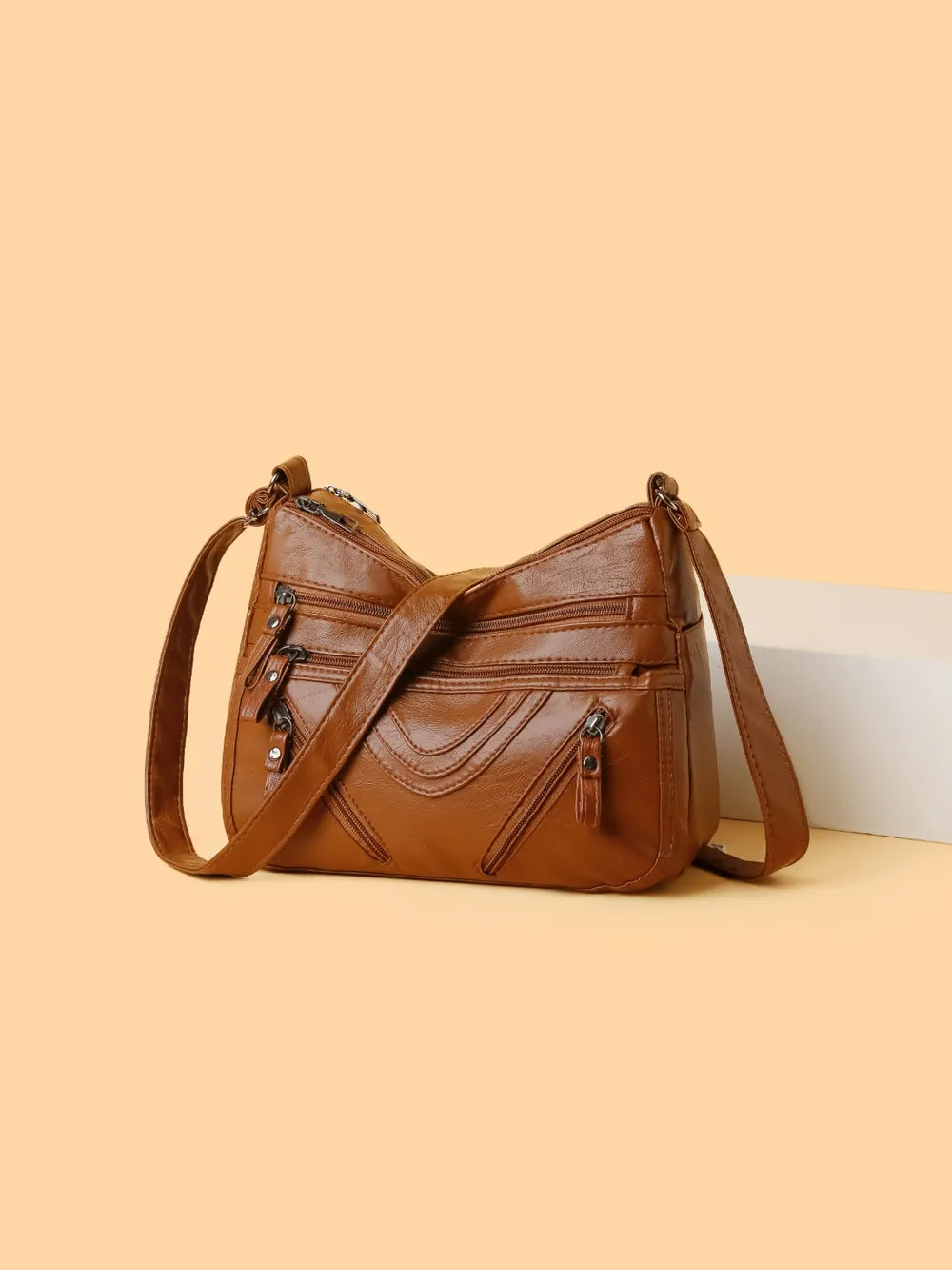 PU Multi-Compartment Crossbody Bag