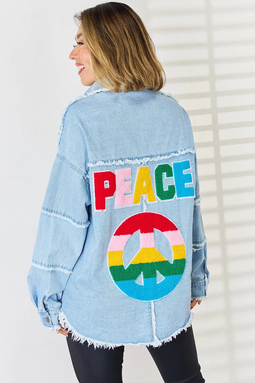 Raw Hem Dropped Shoulder Denim Top